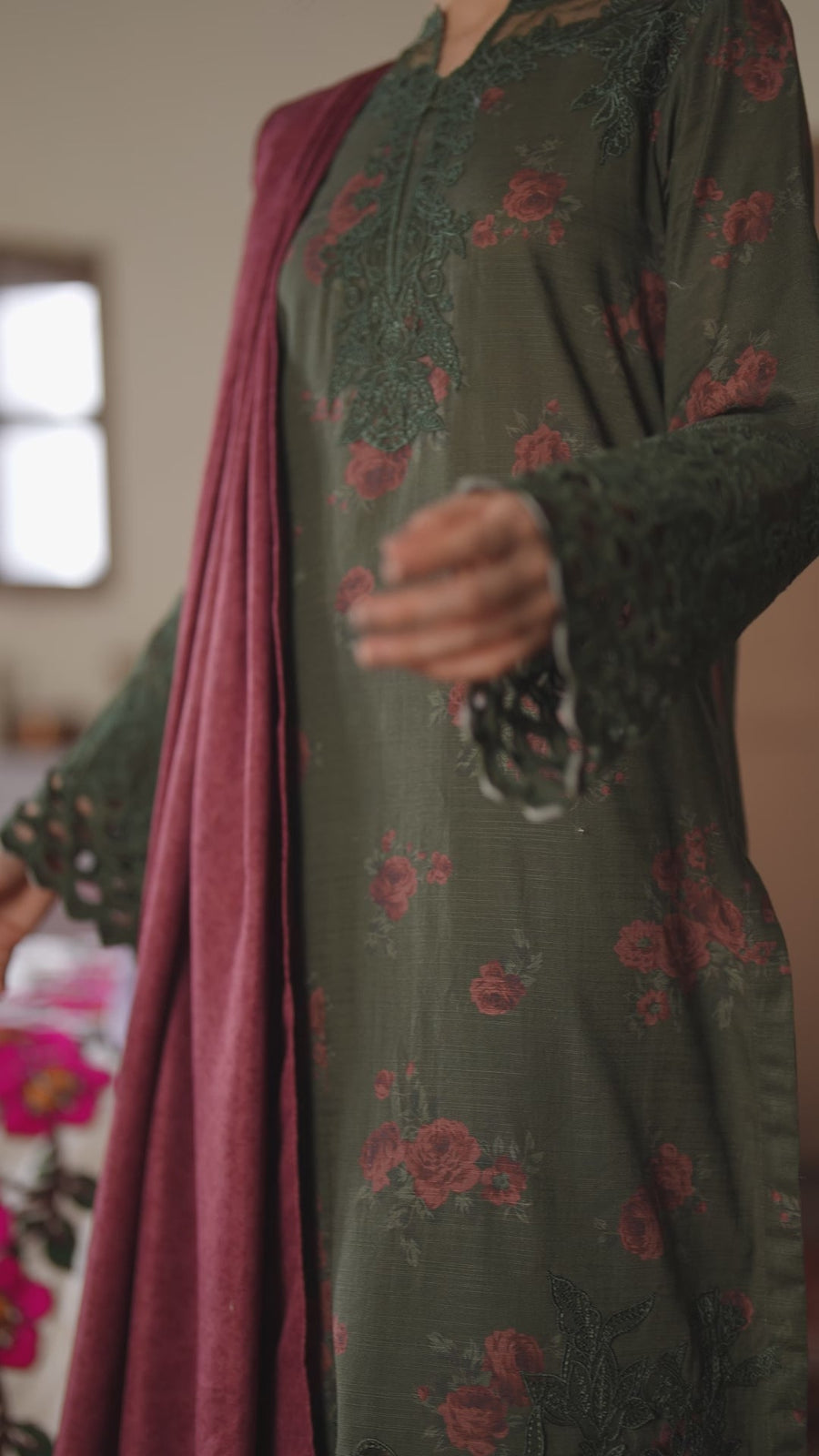IZNIK Premium Embroidered Winter Khaddar Unstitched 3Pc Suit IPK-05