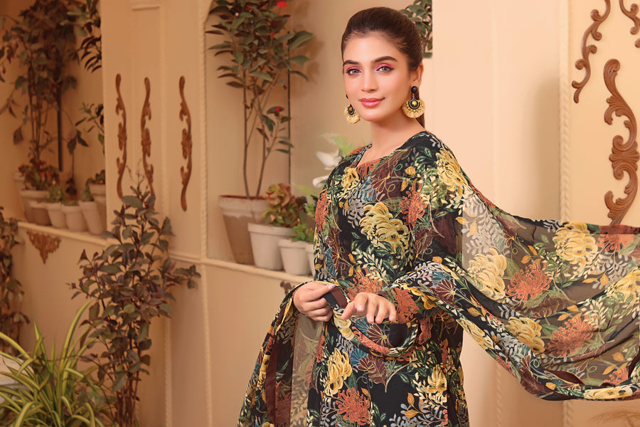 Feathers Premium Printed Lawn Unstitched 3Pc Suit IRIS-FT100