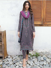 Jazmin Iris Embroidered Fine Slub Unstitched 3 Piece Suit D-07
