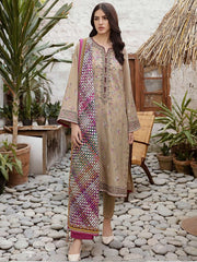 Jazmin Iris Embroidered Fine Slub Unstitched 3 Piece Suit D-09