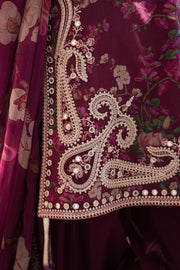 Cross Stitch Eid Lawn Unstitched Embroidered 3Pc Suit D-18 Iris Mauve