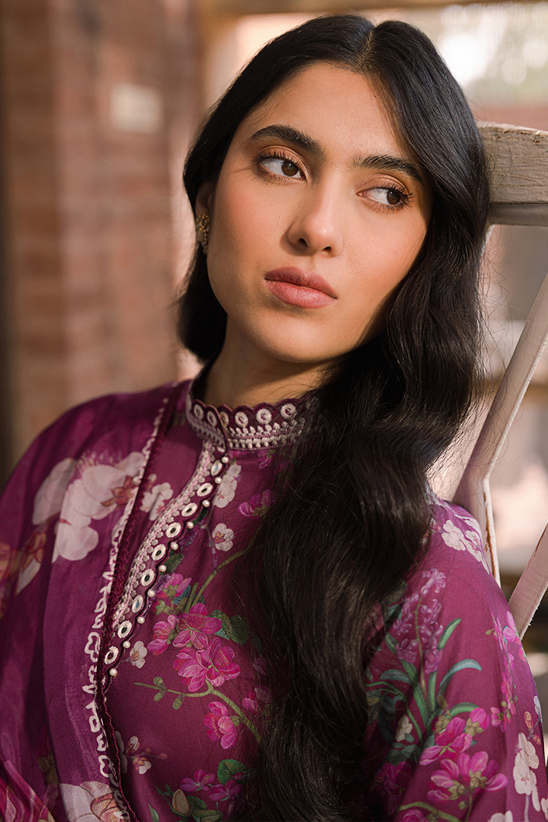 Cross Stitch Eid Lawn Unstitched Embroidered 3Pc Suit D-18 Iris Mauve