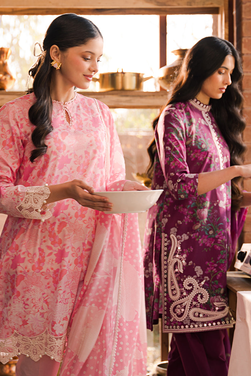 Cross Stitch Eid Lawn Unstitched Embroidered 3Pc Suit D-18 Iris Mauve
