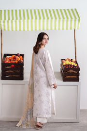 Neeshay Summer Diary Embroidered Lawn Unstitched 3Pc Suit - IVORY BLOOM