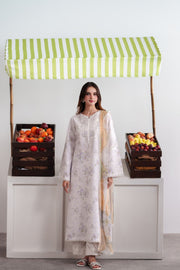 Neeshay Summer Diary Embroidered Lawn Unstitched 3Pc Suit - IVORY BLOOM