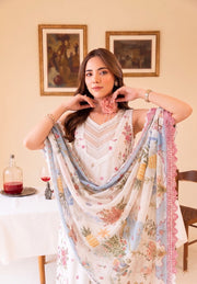 Faiza Faisal FNF Prints Unstitched Lawn 3Pc Suit - IVORY GRACE