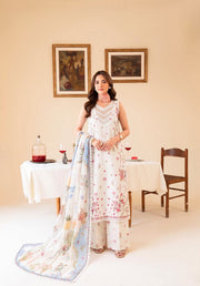 Faiza Faisal FNF Prints Unstitched Lawn 3Pc Suit - IVORY GRACE