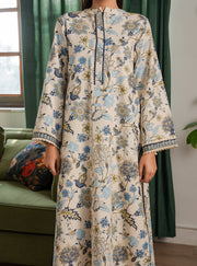 Faiza Faisal Lumiere Printed Khaddar Stitched 2Pc Suit - IVORY MIST