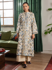 Faiza Faisal Lumiere Printed Khaddar Stitched 2Pc Suit - IVORY MIST