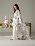 Faiza Faisal FNF Prints Unstitched Embroidered Lawn 3Pc Suit - IVORY PETALS
