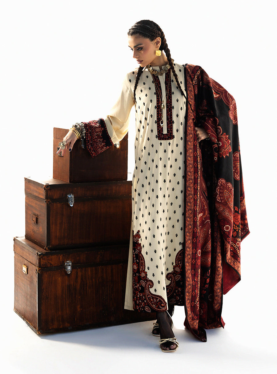 Zainab Chottani Embroidered Marina Twill Unstitched 3Pc Suit D-01 Imani