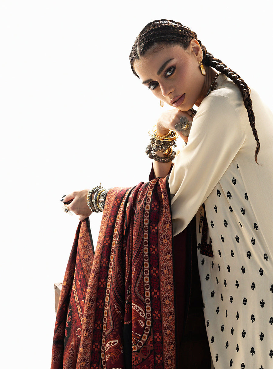 Zainab Chottani Embroidered Marina Twill Unstitched 3Pc Suit D-01 Imani