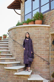 Farasha Sorine Summer Embroidered Lawn Unstitched 3Pc Suit - Imperial Plum