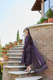Farasha Sorine Summer Embroidered Lawn Unstitched 3Pc Suit - Imperial Plum