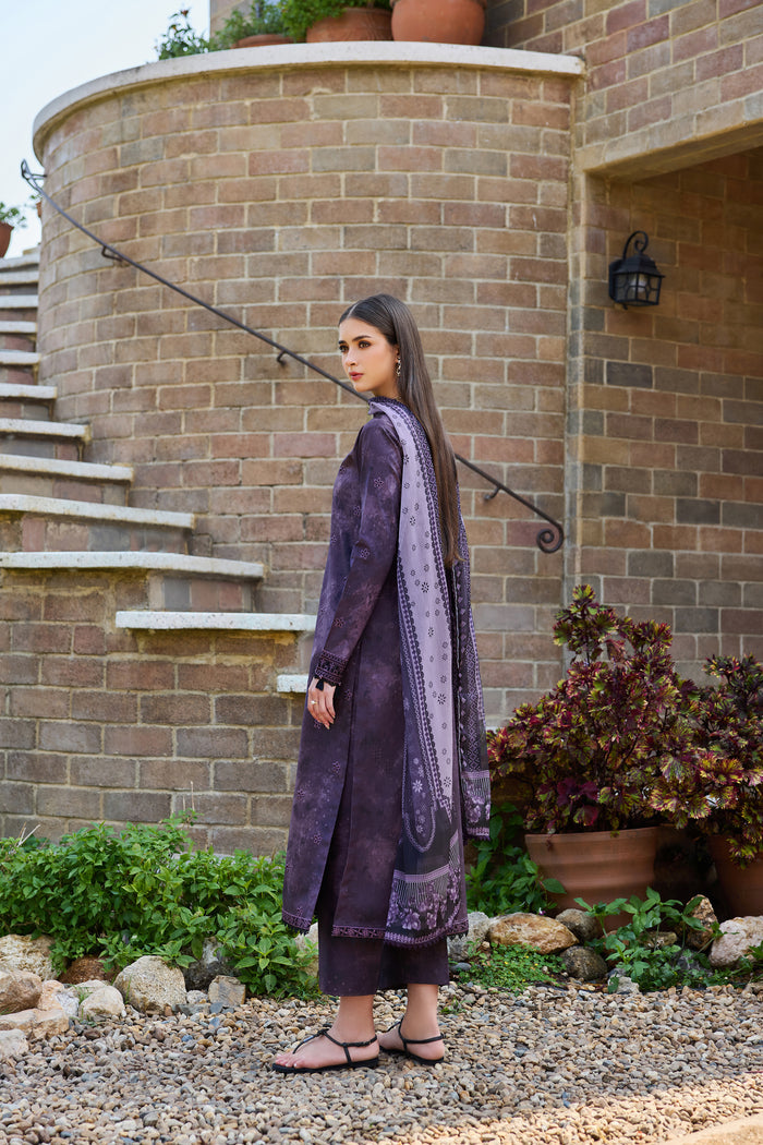 Farasha Sorine Summer Embroidered Lawn Unstitched 3Pc Suit - Imperial Plum