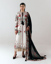 Jugnu Lahore Spring Summer Unstitched Embroidered Cotton 3Pc Suit - Inali