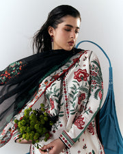 Jugnu Lahore Spring Summer Unstitched Embroidered Cotton 3Pc Suit - Inali