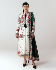 Jugnu Lahore Spring Summer Unstitched Embroidered Cotton 3Pc Suit - Inali