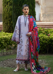 Hussain Rehar Nirmal Unstitched Embroidered Lawn 3Pc Suit - Inaya