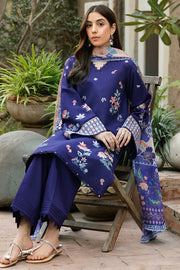 Farasha Summer Essentials Embroidered Lawn Unstitched 3Pc Suit - Indigo Glow