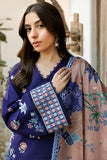 Farasha Summer Essentials Embroidered Lawn Unstitched 3Pc Suit - Indigo Glow