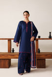 Farasha Summer Melody Embroidered Lawn Unstitched 3Pc Suit - Indigo Grace