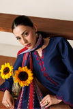 Farasha Summer Melody Embroidered Lawn Unstitched 3Pc Suit - Indigo Grace