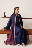 Farasha Summer Melody Embroidered Lawn Unstitched 3Pc Suit - Indigo Grace