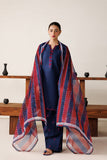 Farasha Summer Melody Embroidered Lawn Unstitched 3Pc Suit - Indigo Grace