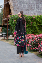 Farasha Summer Co Ords Printed Lawn Unstitched 3Pc Suit - Indigo Petals