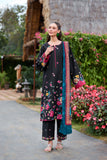 Farasha Summer Co Ords Printed Lawn Unstitched 3Pc Suit - Indigo Petals