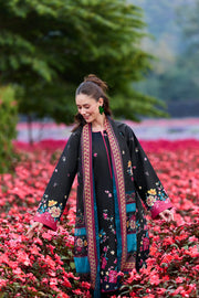 Farasha Summer Co Ords Printed Lawn Unstitched 3Pc Suit - Indigo Petals