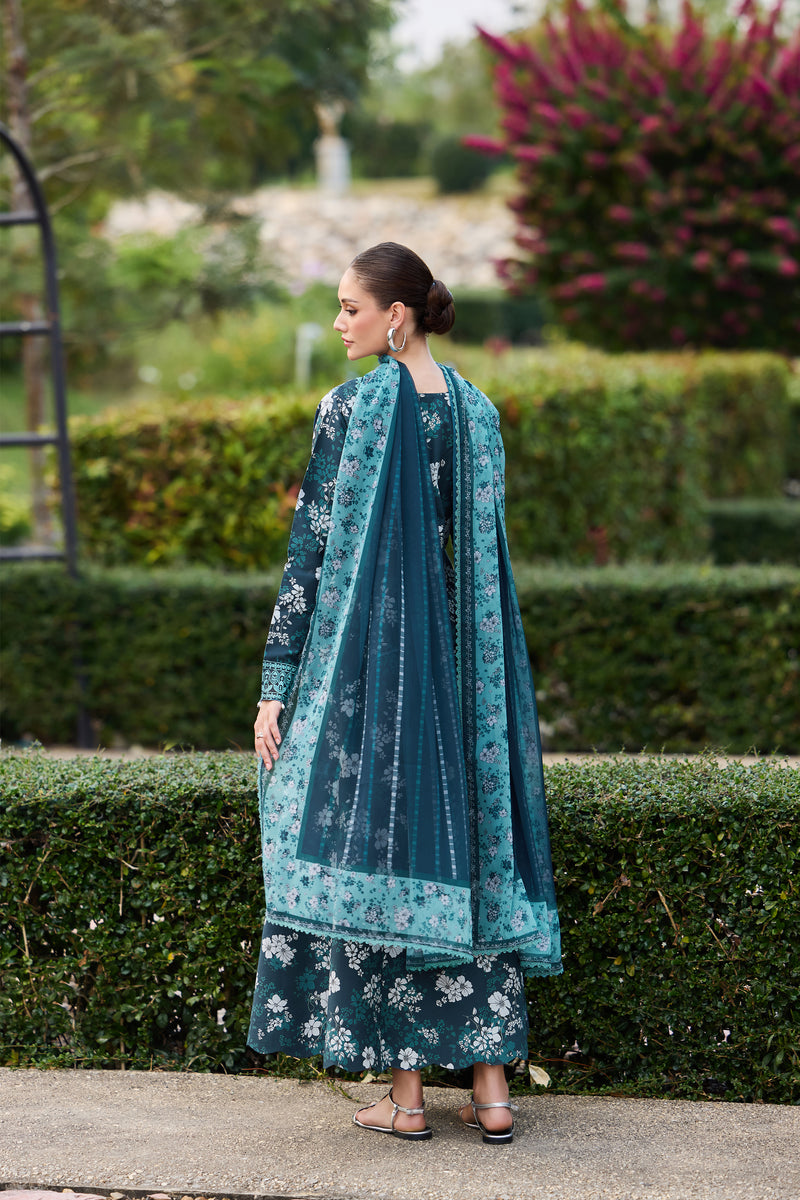 Farasha Sorine Summer Embroidered Lawn Unstitched 3Pc Suit - Indigo Royale