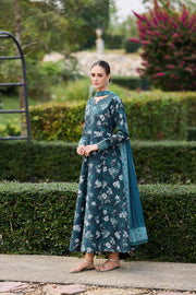 Farasha Sorine Summer Embroidered Lawn Unstitched 3Pc Suit - Indigo Royale