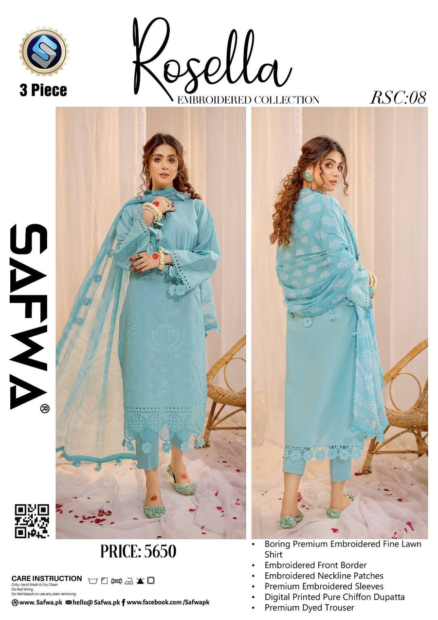 RSC-08 - SAFWA ROSELLA 3-PIECE COLLECTION VOL Embroidered Dress | 1 Shop Online | Pakistani Dresses | Dresses