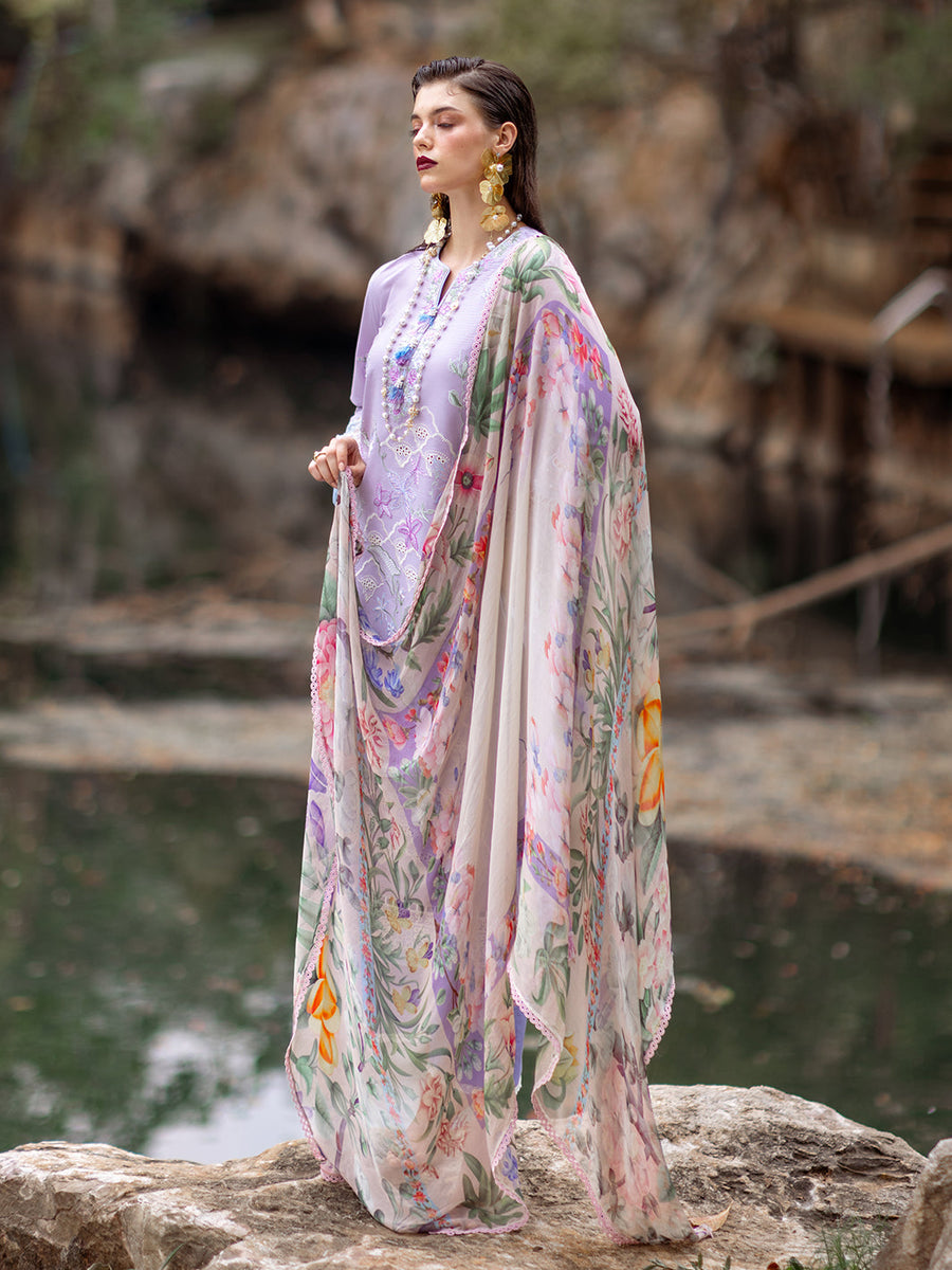 Roheenaz Dahlia Embroidered Lawn Unstitched 3Pc Suit RNZ-03B Iris