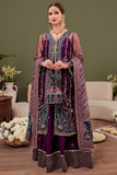 Farasha Luxury Formal Embroidered Net Unstitched 3Pc Suit - Iris