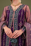 Farasha Luxury Formal Embroidered Net Unstitched 3Pc Suit - Iris