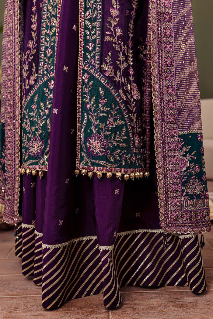 Farasha Luxury Formal Embroidered Net Unstitched 3Pc Suit - Iris