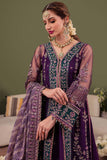 Farasha Luxury Formal Embroidered Net Unstitched 3Pc Suit - Iris