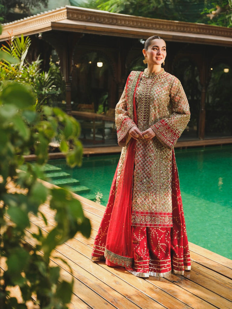 Crimson X Saira Shakira Embroidered Organza Suits Unstitched 3 Piece CR24SW Art Deco Glitz - Wedding Collection