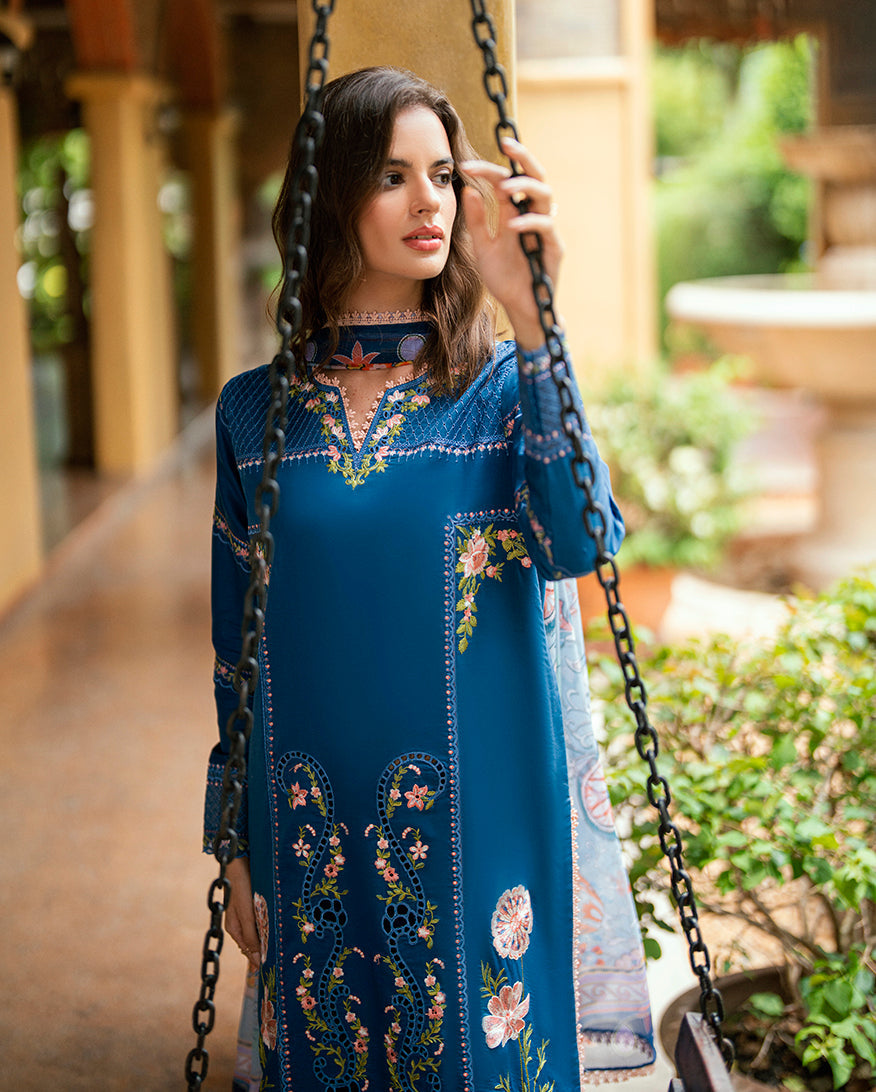 Roheenaz Reverie Embroidered Lawn Unstitched 3Pc Suit RNZ2501A Isoria