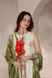 Feathers The Imperial Bloom Printed Lawn Unstitched 3Pc Suit Ivory Olive-FT651