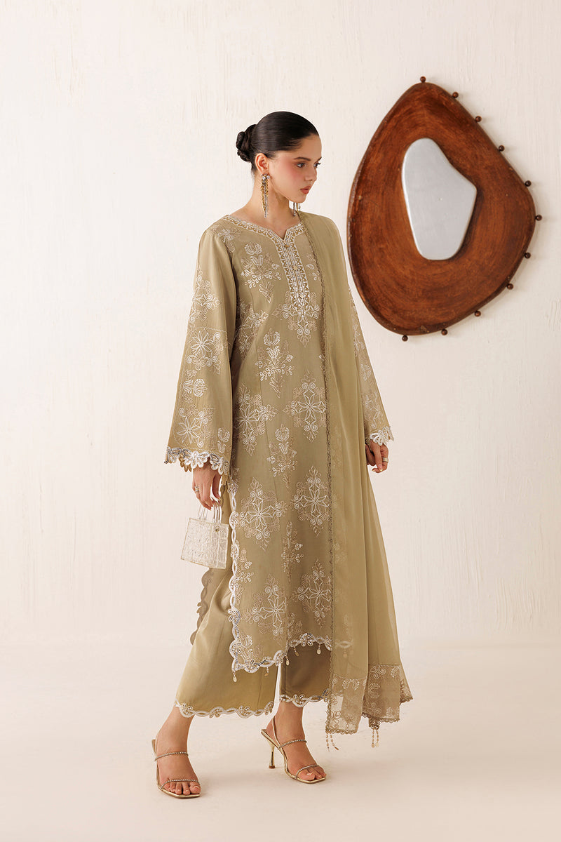 Farasha Veira Embroidered Raw Silk Unstitched 3Pc Suit D-06 Ivory Sand