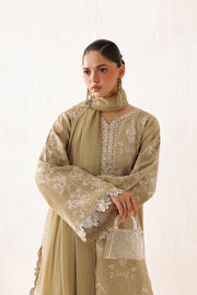 Farasha Veira Embroidered Raw Silk Unstitched 3Pc Suit D-06 Ivory Sand