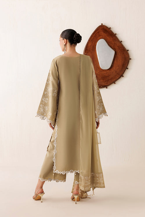Farasha Veira Embroidered Raw Silk Unstitched 3Pc Suit D-06 Ivory Sand