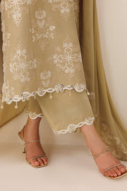 Farasha Veira Embroidered Raw Silk Unstitched 3Pc Suit D-06 Ivory Sand