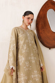 Farasha Veira Embroidered Raw Silk Unstitched 3Pc Suit D-06 Ivory Sand