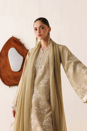 Farasha Veira Embroidered Raw Silk Unstitched 3Pc Suit D-06 Ivory Sand