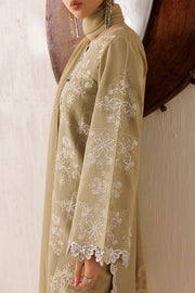 Farasha Veira Embroidered Raw Silk Unstitched 3Pc Suit D-06 Ivory Sand